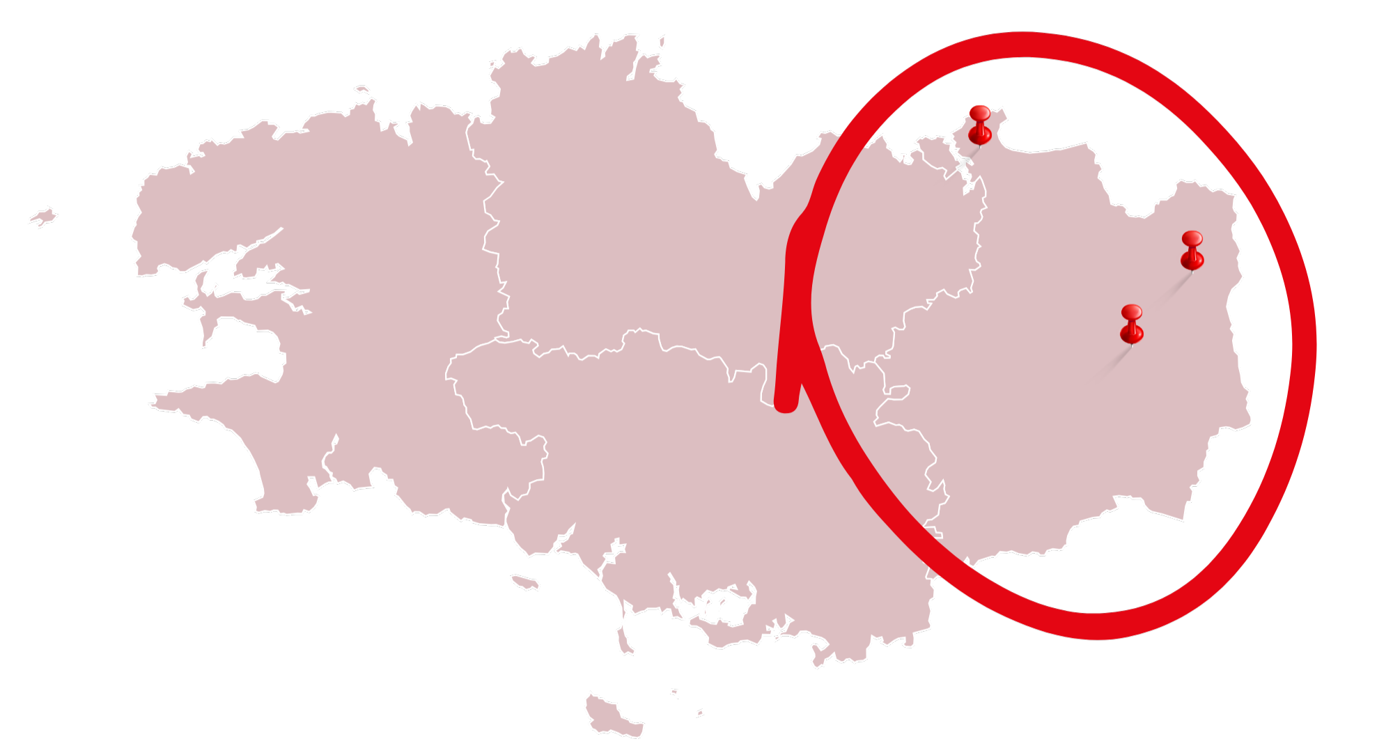 Carte de la zone d'intervention Biothermic en Bretagne